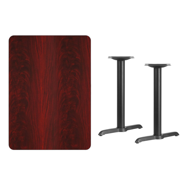 Graniss 30'' x 42'' Rectangular Mahogany Laminate Table Top with 5'' x 22'' Table Height Bases