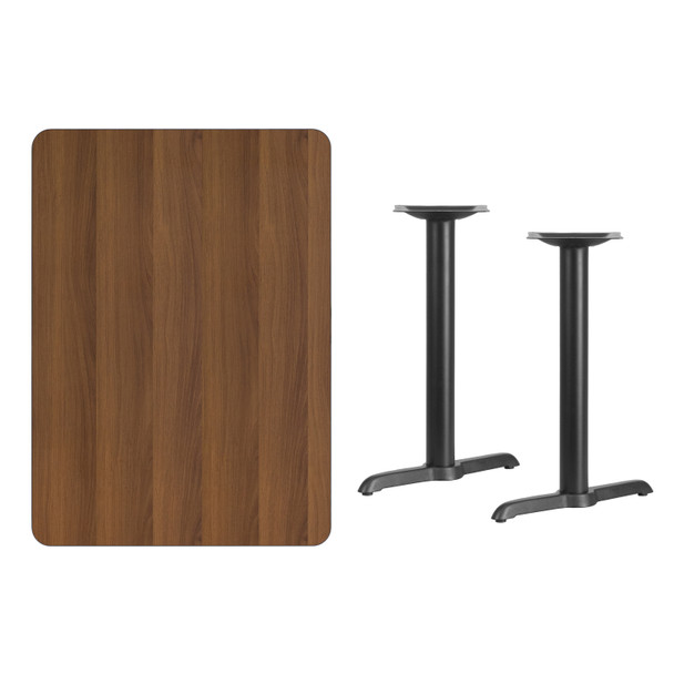 Graniss 30'' x 42'' Rectangular Walnut Laminate Table Top with 5'' x 22'' Table Height Bases