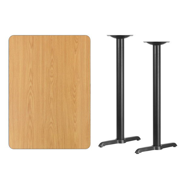 Stiles 30'' x 42'' Rectangular Natural Laminate Table Top with 5'' x 22'' Bar Height Table Bases