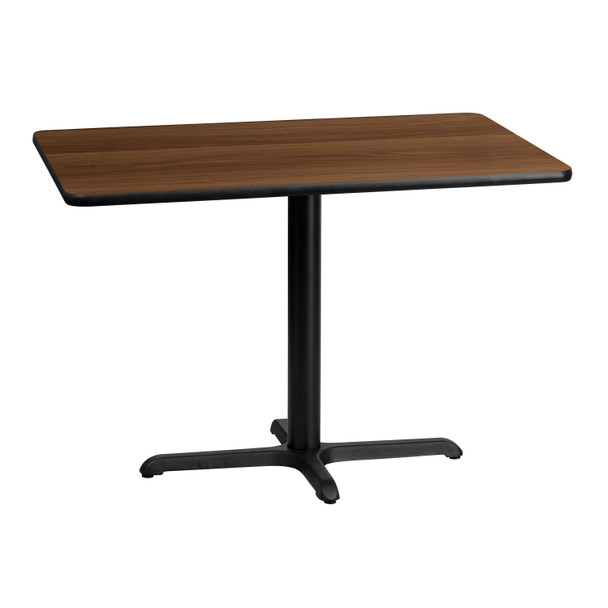 Graniss 30'' x 42'' Rectangular Walnut Laminate Table Top with 23.5'' x 29.5'' Table Height Base