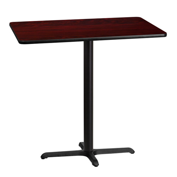 Stiles 30'' x 42'' Rectangular Mahogany Laminate Table Top with 23.5'' x 29.5'' Bar Height Table Base