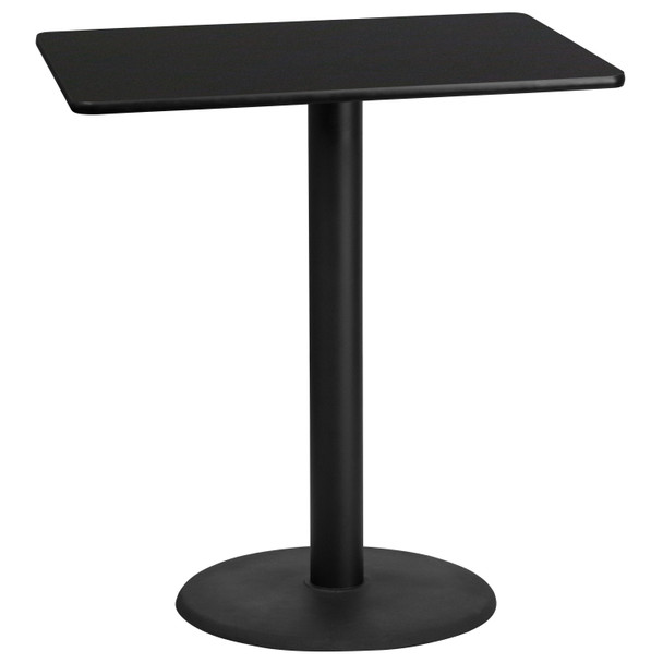 Stiles 30'' x 42'' Rectangular Black Laminate Table Top with 24'' Round Bar Height Table Base