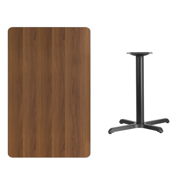 Graniss 30'' x 48'' Rectangular Walnut Laminate Table Top with 23.5'' x 29.5'' Table Height Base