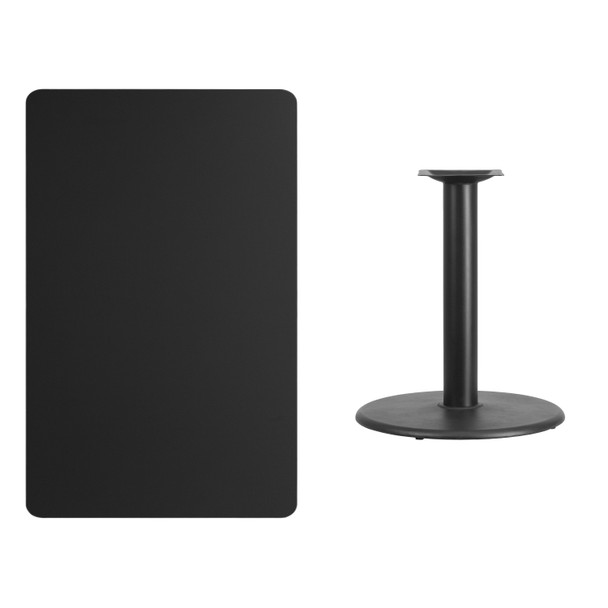 Stiles 30'' x 48'' Rectangular Black Laminate Table Top with 24'' Round Table Height Base