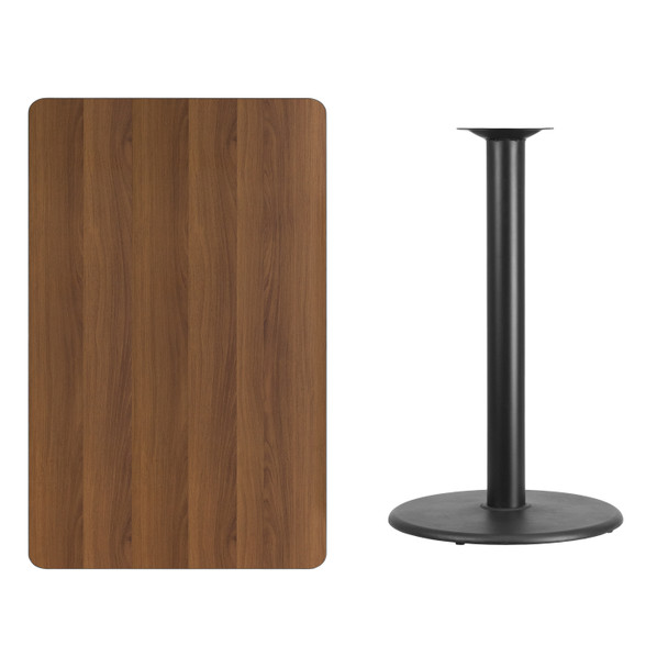 Stiles 30'' x 48'' Rectangular Walnut Laminate Table Top with 24'' Round Bar Height Table Base