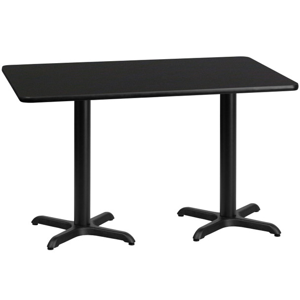 Stiles 30'' x 60'' Rectangular Black Laminate Table Top with 22'' x 22'' Table Height Bases