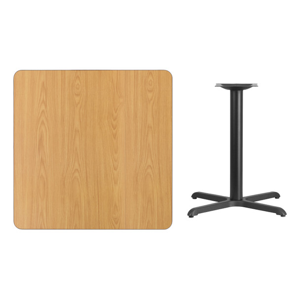 Graniss 36'' Square Natural Laminate Table Top with 30'' x 30'' Table Height Base