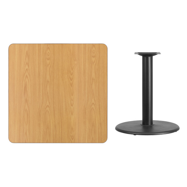 Graniss 36'' Square Natural Laminate Table Top with 24'' Round Table Height Base
