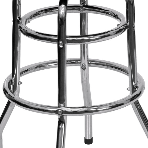 Bruno Double Ring Chrome Barstool with Black Seat