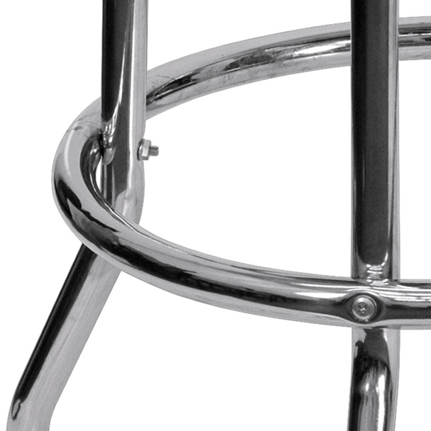 Bruno Double Ring Chrome Barstool with Red Seat