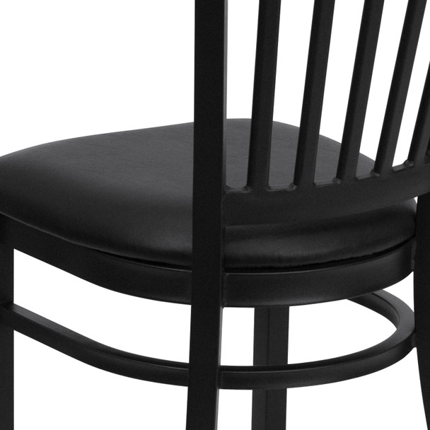 HERCULES Series Black Vertical Back Metal Restaurant Chair - Black Vinyl Seat