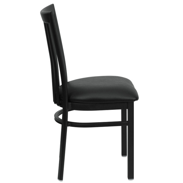 HERCULES Series Black School House Back Metal Restaurant Chair - Black Vinyl Seat