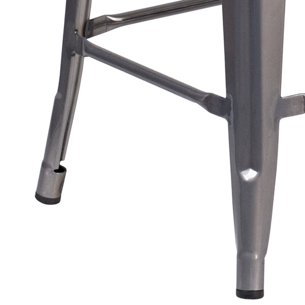 Lincoln 24'' High Backless Clear Coated Metal Indoor Counter Height Stool with Square Seat