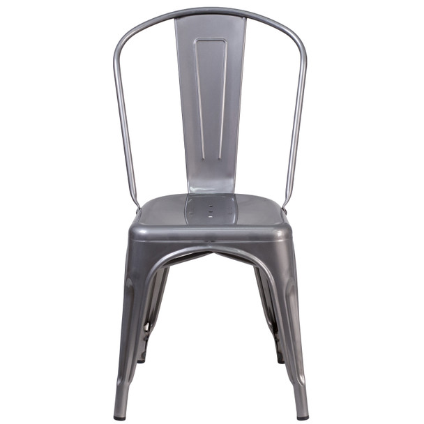 Lincoln Clear Coated Metal Indoor Stackable Chair