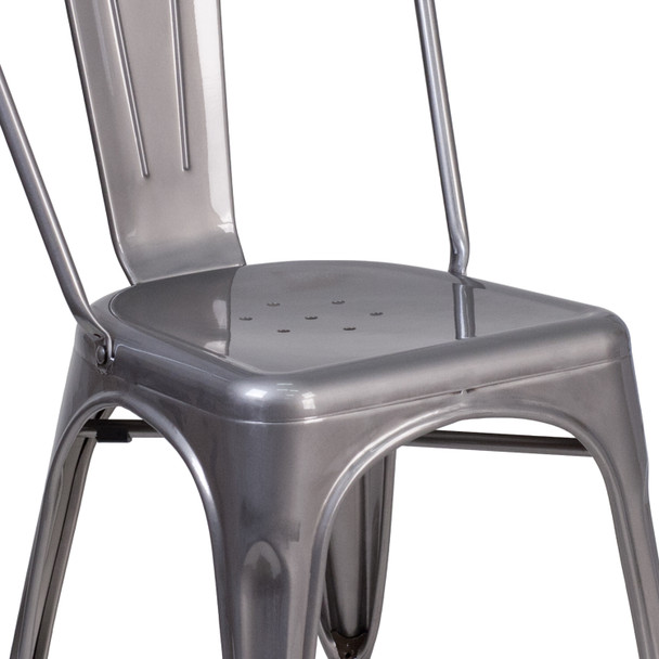 Lincoln Clear Coated Metal Indoor Stackable Chair