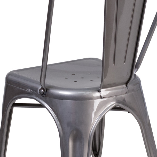 Lincoln Clear Coated Metal Indoor Stackable Chair