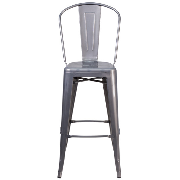 Lincoln 30'' High Clear Coated Indoor Barstool with Back