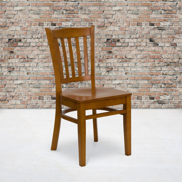 HERCULES Series Vertical Slat Back Cherry Wood Restaurant Chair