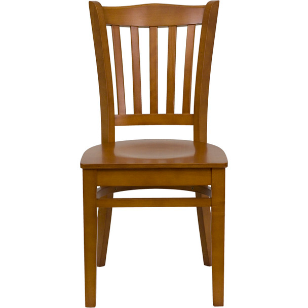 HERCULES Series Vertical Slat Back Cherry Wood Restaurant Chair