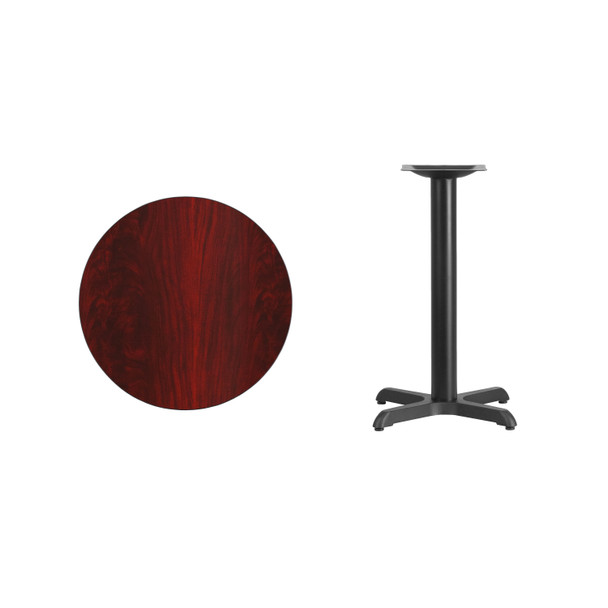 Graniss 24'' Round Mahogany Laminate Table Top with 22'' x 22'' Table Height Base