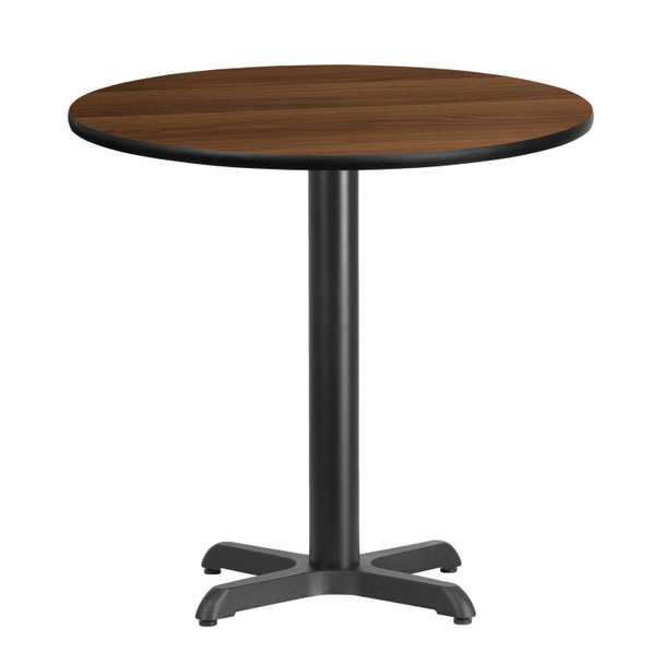 Graniss 30'' Round Walnut Laminate Table Top with 22'' x 22'' Table Height Base