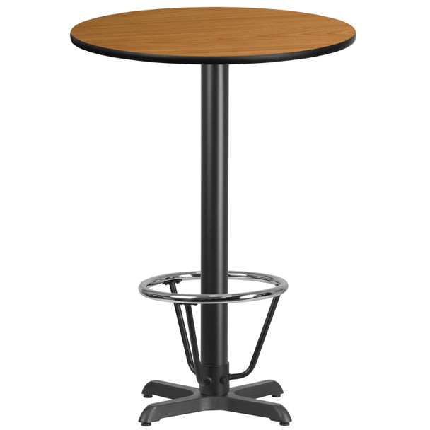 Stiles 30'' Round Natural Laminate Table Top with 22'' x 22'' Bar Height Table Base and Foot Ring