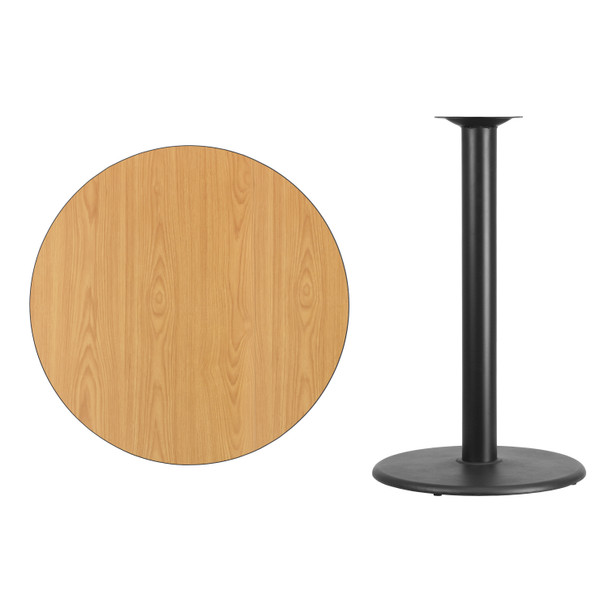 Stiles 36'' Round Natural Laminate Table Top with 24'' Round Bar Height Table Base