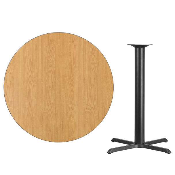 Stiles 42'' Round Natural Laminate Table Top with 33'' x 33'' Bar Height Table Base