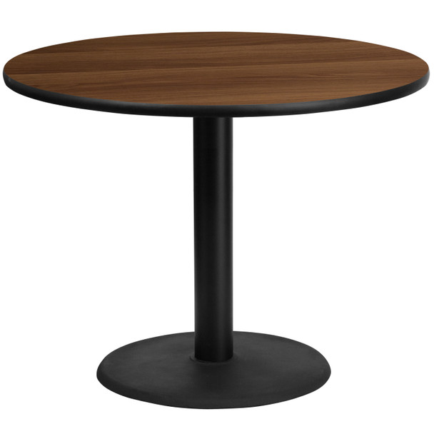 Graniss 42'' Round Walnut Laminate Table Top with 24'' Round Table Height Base