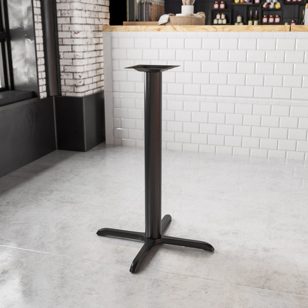 Beverly 33'' x 33'' Restaurant Table X-Base with 4'' Dia. Bar Height Column