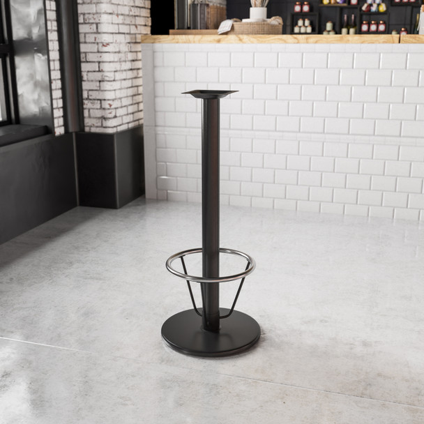 Beverly 18'' Round Restaurant Table Base with 3'' Dia. Bar Height Column and Foot Ring