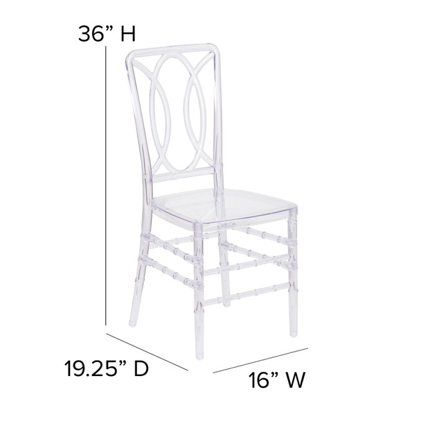 Flash Elegance Crystal Ice Stacking Chair with Designer Back - Event Chair - UV Resistant