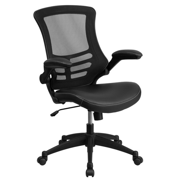 Calder Work From Home Kit - Black Computer Desk, Ergonomic Mesh/LeatherSoft Office Chair and Locking Mobile Filing Cabinet