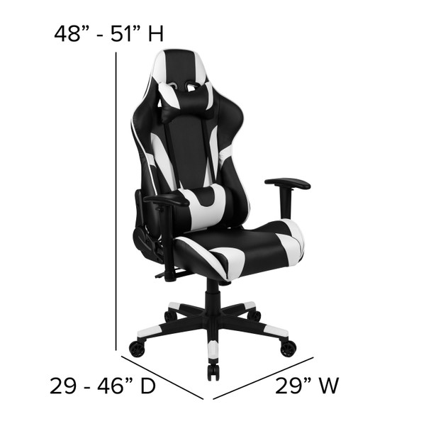 Optis Black Gaming Desk and Black Reclining Gaming Chair Set with Cup Holder, Headphone Hook & 2 Wire Management Holes