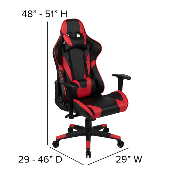 Optis Gaming Desk and Red/Black Reclining Gaming Chair Set /Cup Holder/Headphone Hook/Removable Mouse Pad Top - Wire Management