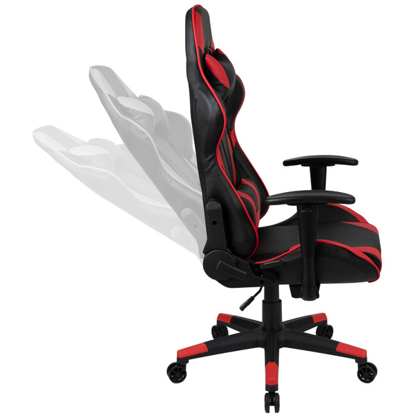 Optis Gaming Desk and Red/Black Reclining Gaming Chair Set /Cup Holder/Headphone Hook/Removable Mouse Pad Top - Wire Management