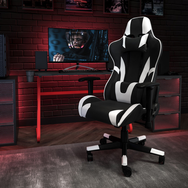 Optis Red Gaming Desk and Black Reclining Gaming Chair Set with Cup Holder and Headphone Hook