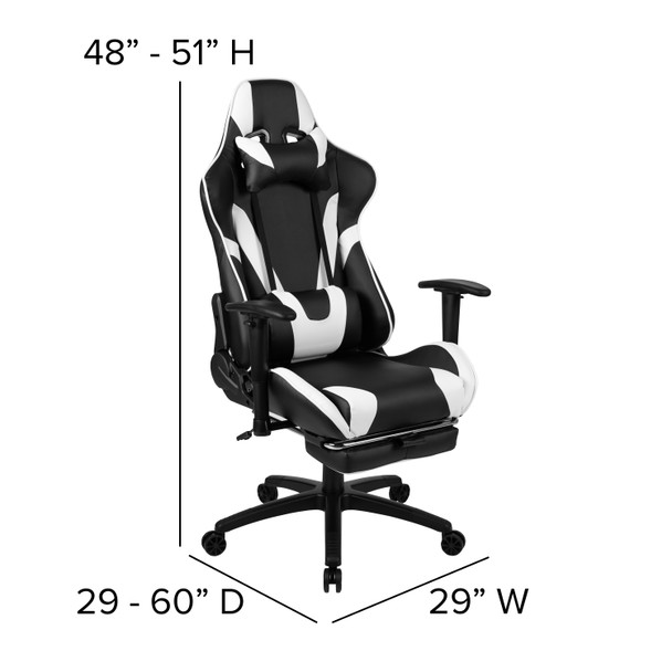 Optis Red Gaming Desk and Black Footrest Reclining Gaming Chair Set with Cup Holder and Headphone Hook