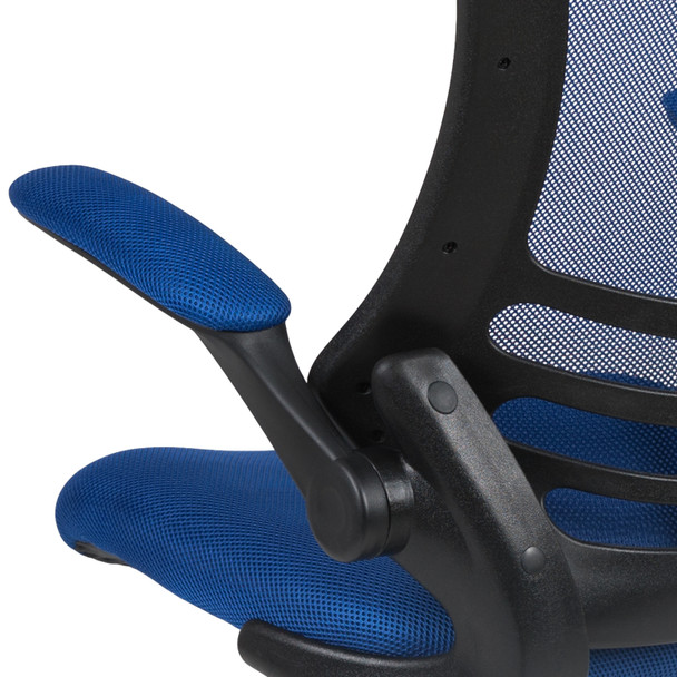 Kelista Mid-Back Blue Mesh Swivel Ergonomic Task Office Chair with Flip-Up Arms