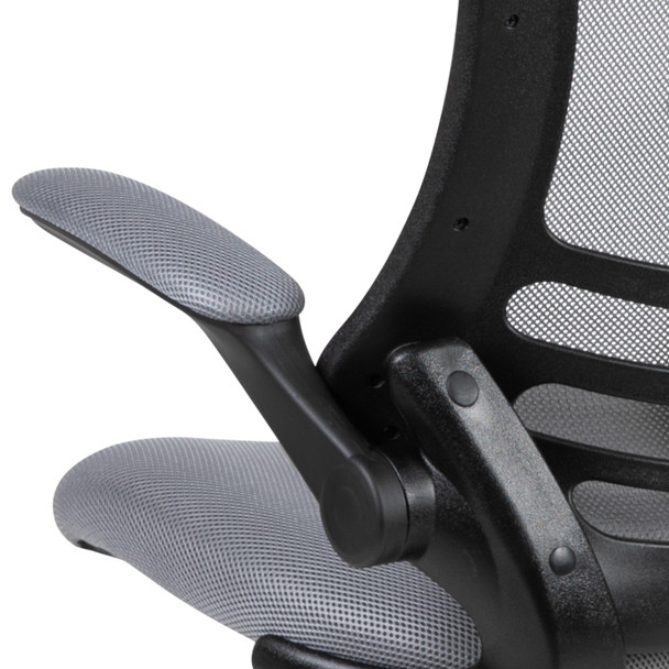 Kelista Mid-Back Dark Gray Mesh Swivel Ergonomic Task Office Chair with Flip-Up Arms