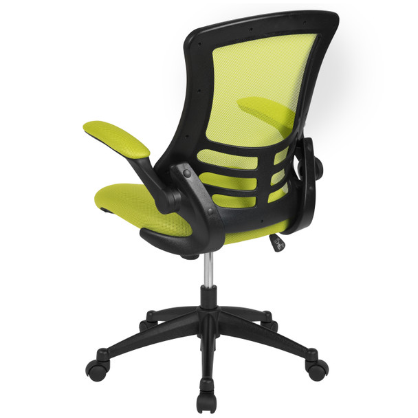 Kelista Mid-Back Green Mesh Swivel Ergonomic Task Office Chair with Flip-Up Arms