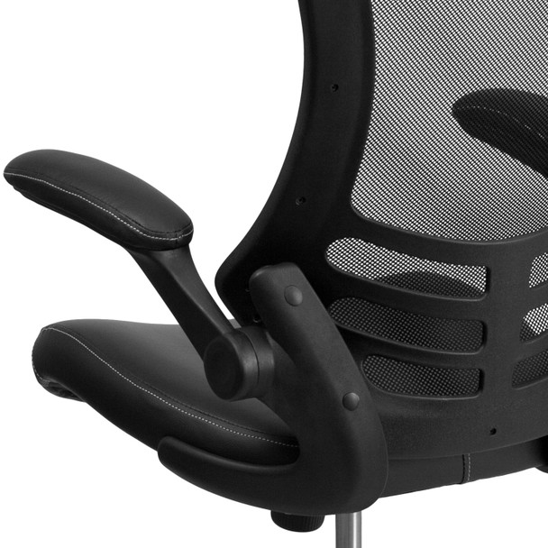 Kelista Desk Chair with Wheels | Swivel Chair with Mid-Back Black Mesh and LeatherSoft Seat for Home Office and Desk