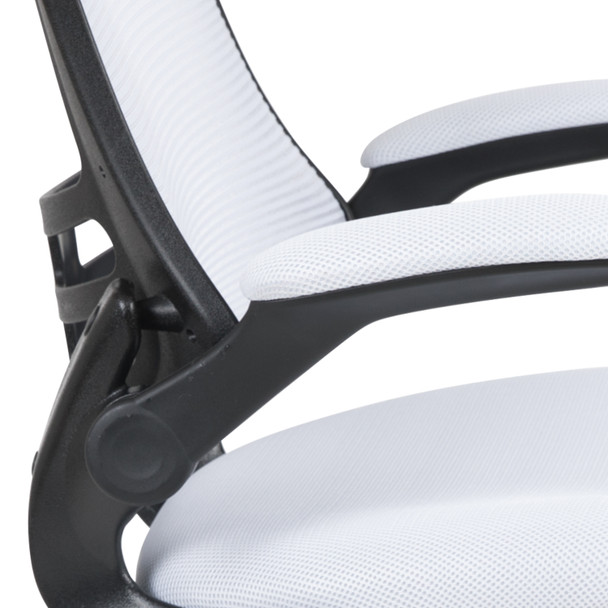 Kelista Mid-Back White Mesh Swivel Ergonomic Task Office Chair with Flip-Up Arms