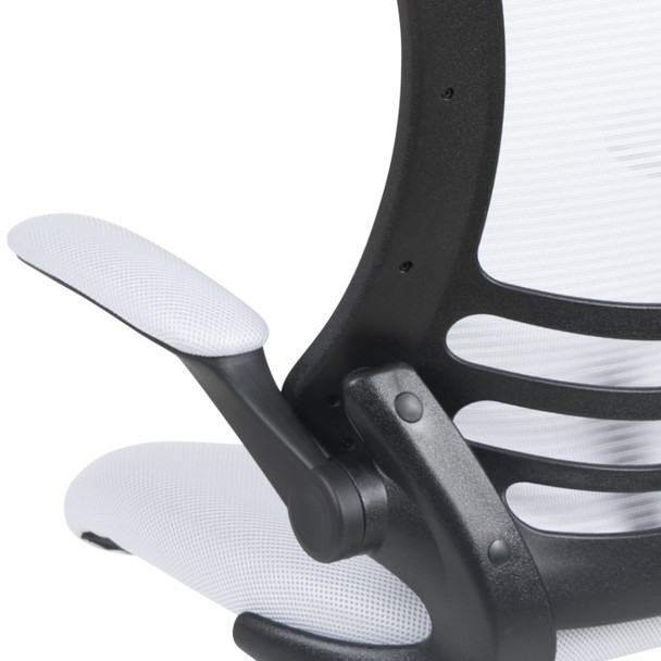 Kelista Mid-Back White Mesh Swivel Ergonomic Task Office Chair with Flip-Up Arms