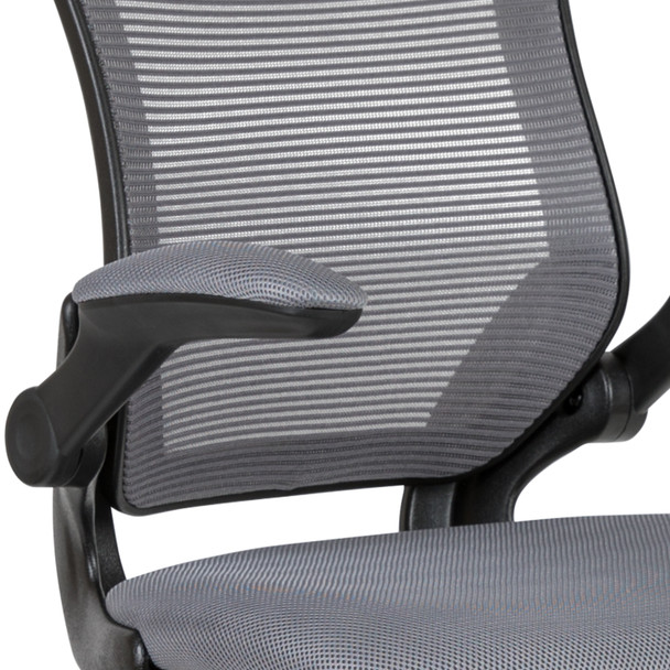 Kale Mid-Back Dark Gray Mesh Ergonomic Drafting Chair with Adjustable Foot Ring and Flip-Up Arms