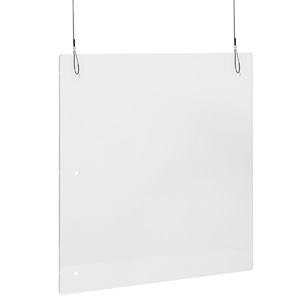 Mission Acrylic Suspended Register Shield / Sneeze Guard, 24"H x 24"L - Hanging and Mounting Hardware Included