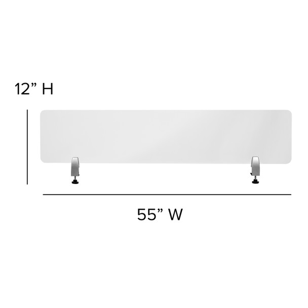 Halle Clear Acrylic Desk Partition, 12"H x 55"L (Hardware Included)