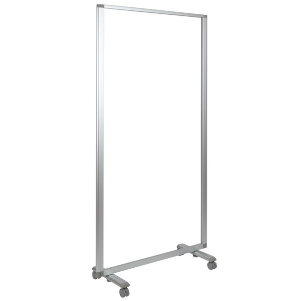 Raisley Transparent Acrylic Mobile Partition with Lockable Casters, 72"H x 36"L