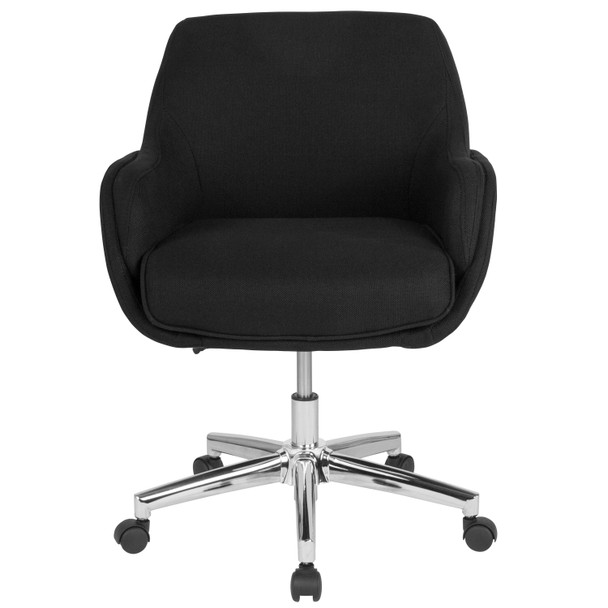 Rochelle Home and Office Upholstered Mid-Back Chair in Black Fabric