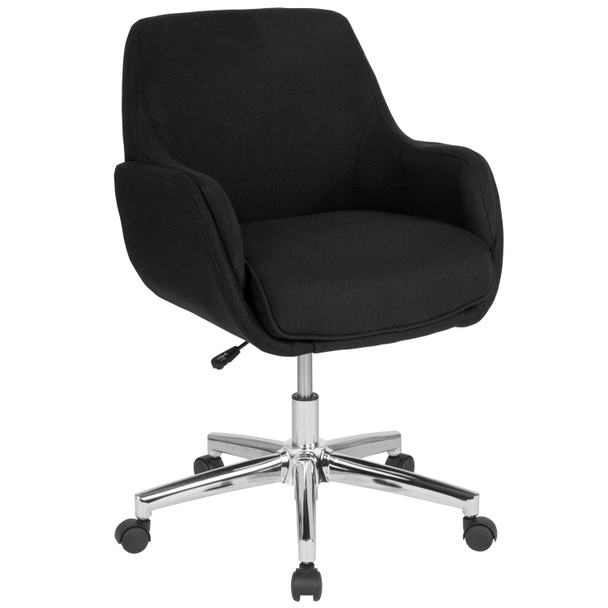 Rochelle Home and Office Upholstered Mid-Back Chair in Black Fabric